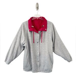 Blair Vintage Reversible Fuchsia & Gray Windbreaker / Fleece Jacket Size L